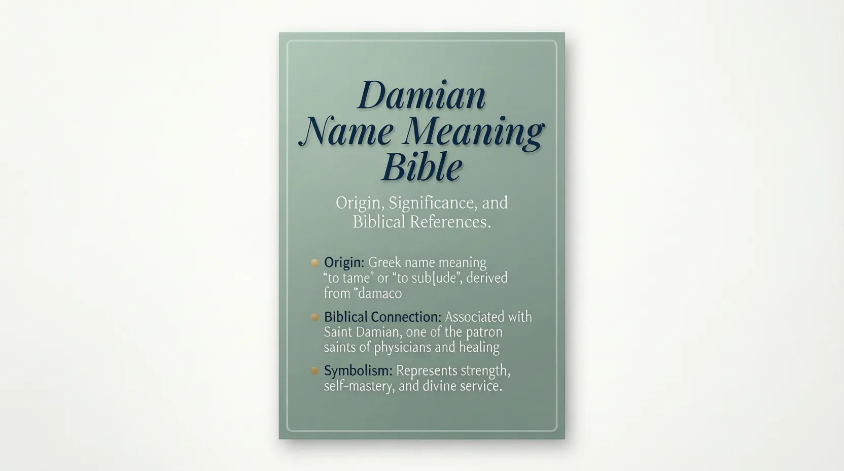 Damian Name Meaning Bible