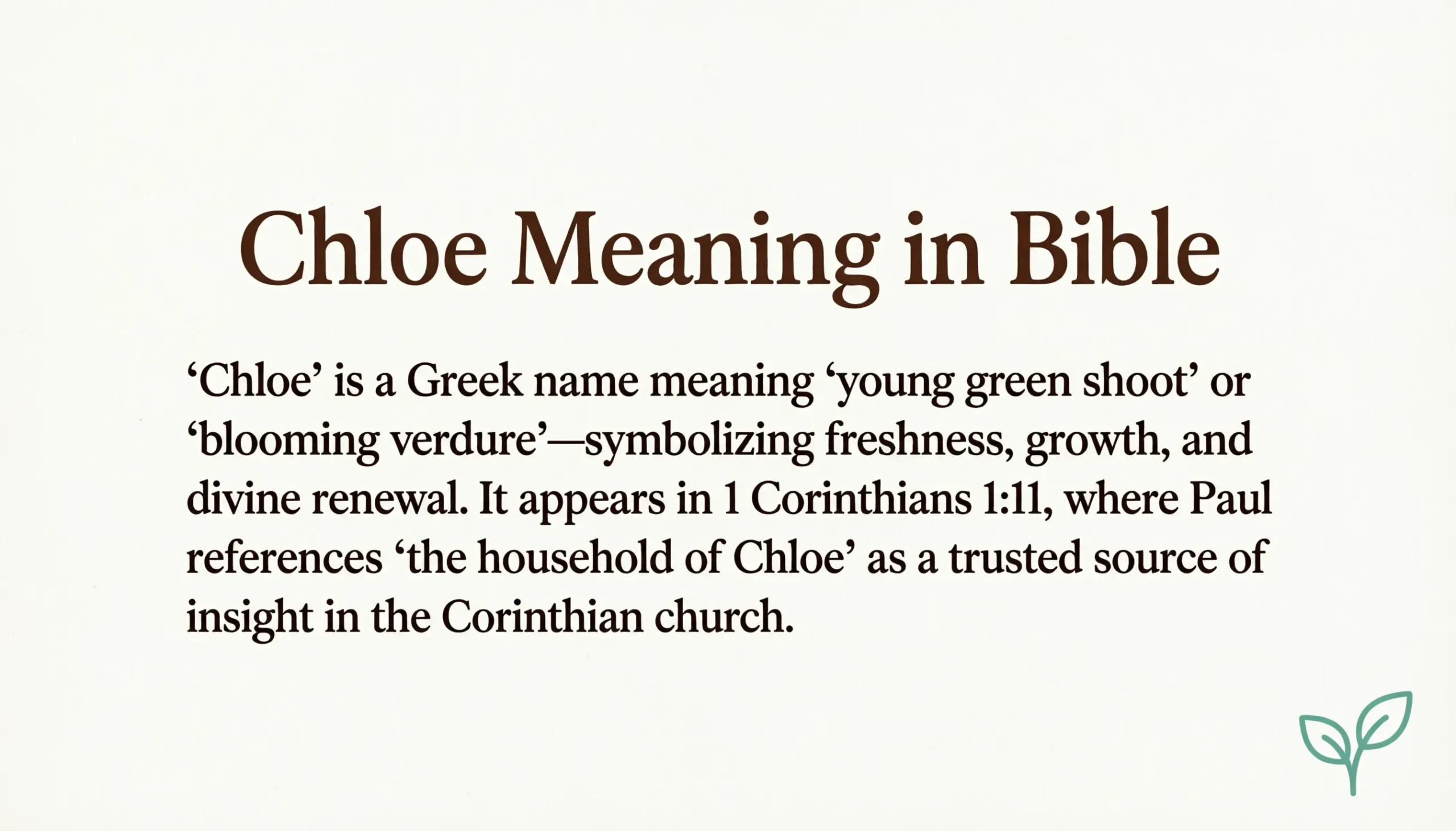 Chloe Meaning in Bible