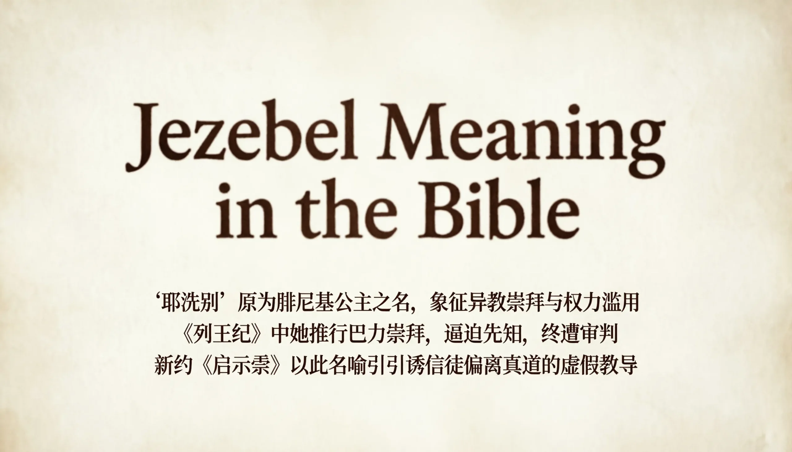 Jezebel Meaning in the Bible
